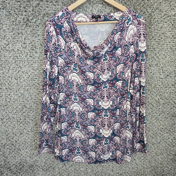 Talbots Tops - Talbots Top Womens Plus 2X Purple Cowl Neck Long Sleeve Tee Casual‎ Ladies